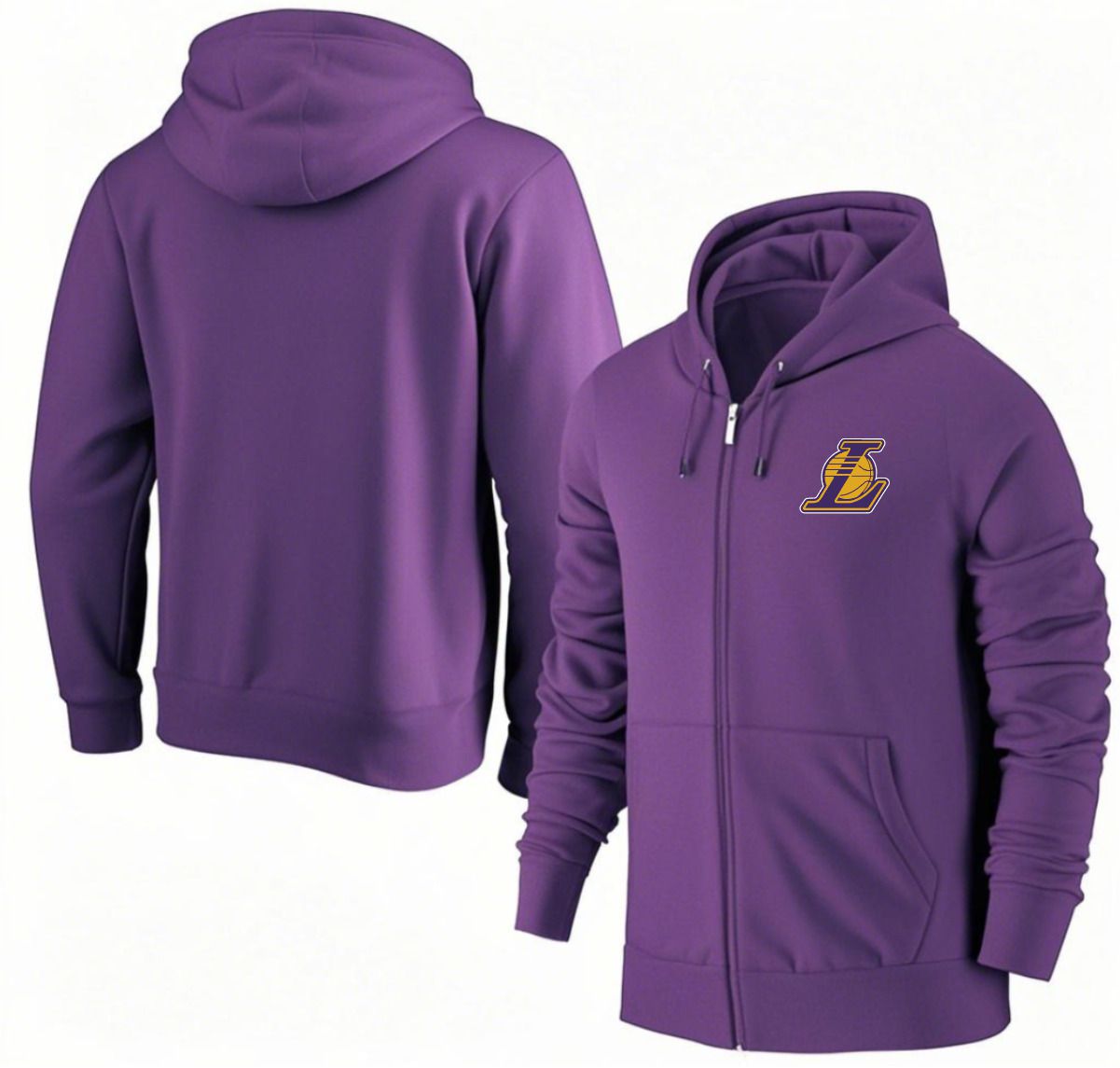 Men Los Angeles Lakers Purple Zipper hoodie 2025 NBA Jersey style 1